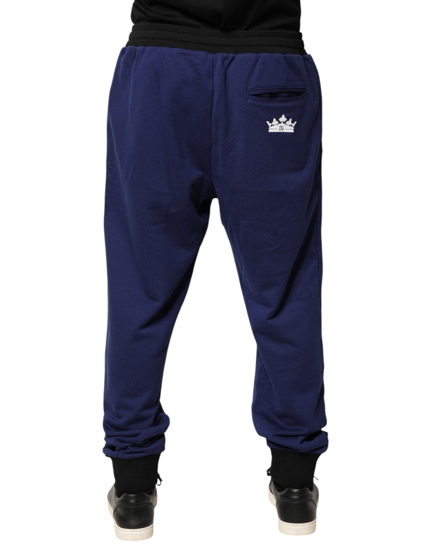 Dolce & Gabbana Blue Cotton Mid Waist Jogger Trousers Pants