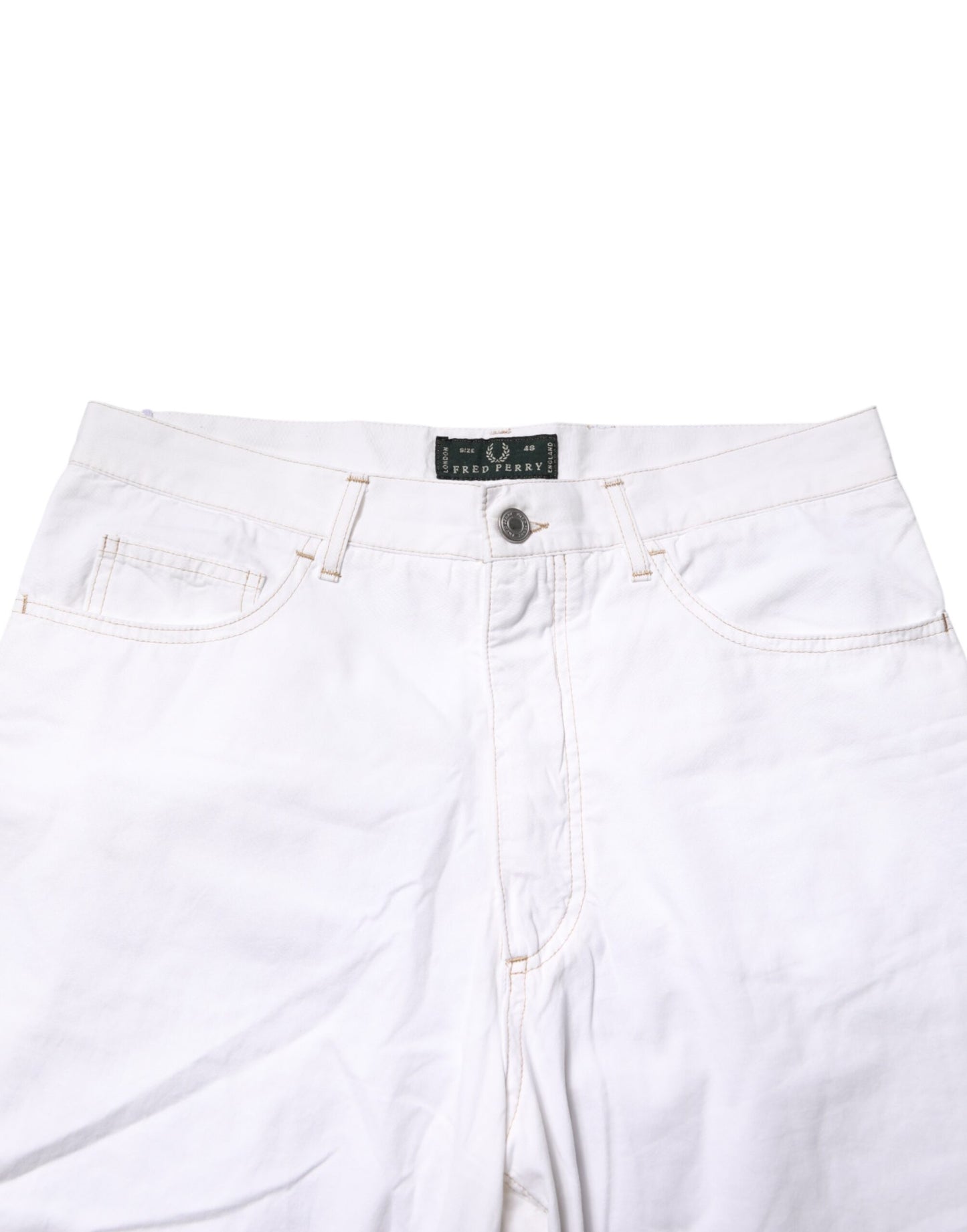 Fred Perry White Cotton Mid Waist Straight Men Denim Jeans