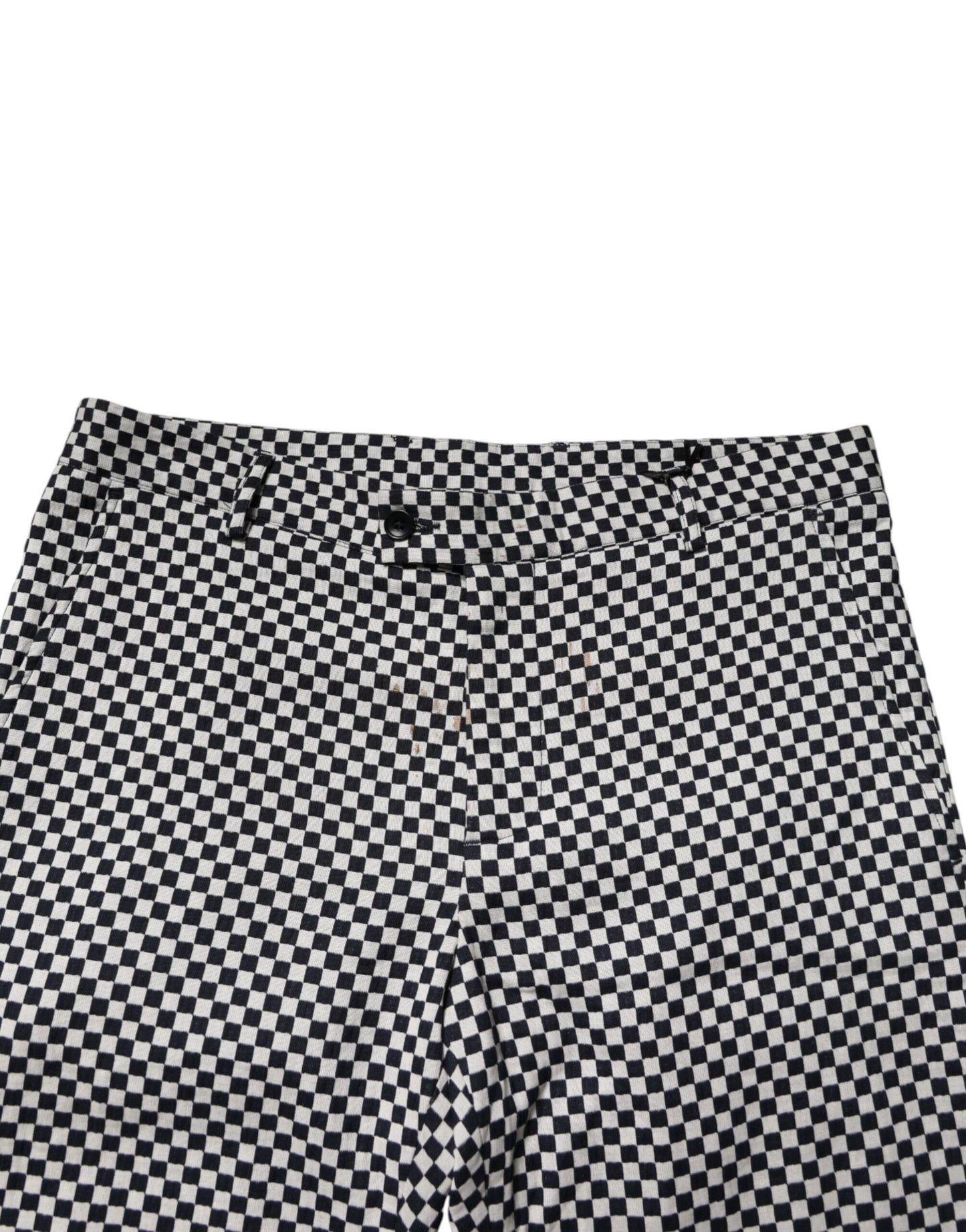 Daniele Alessandrini Black White Checkered Men Cropped Pants