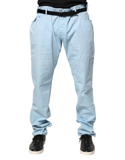 Jacob Cohen Light Blue Cotton Straight Fit Men Denim Jeans