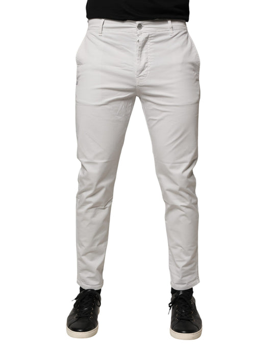 Daniele Alessandrini White Cotton Mid Waist Skinny Men Denim Jeans