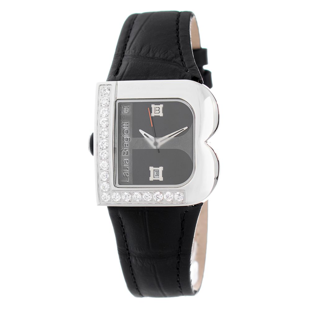 Laura Biagiotti Black Leather Dress Watch