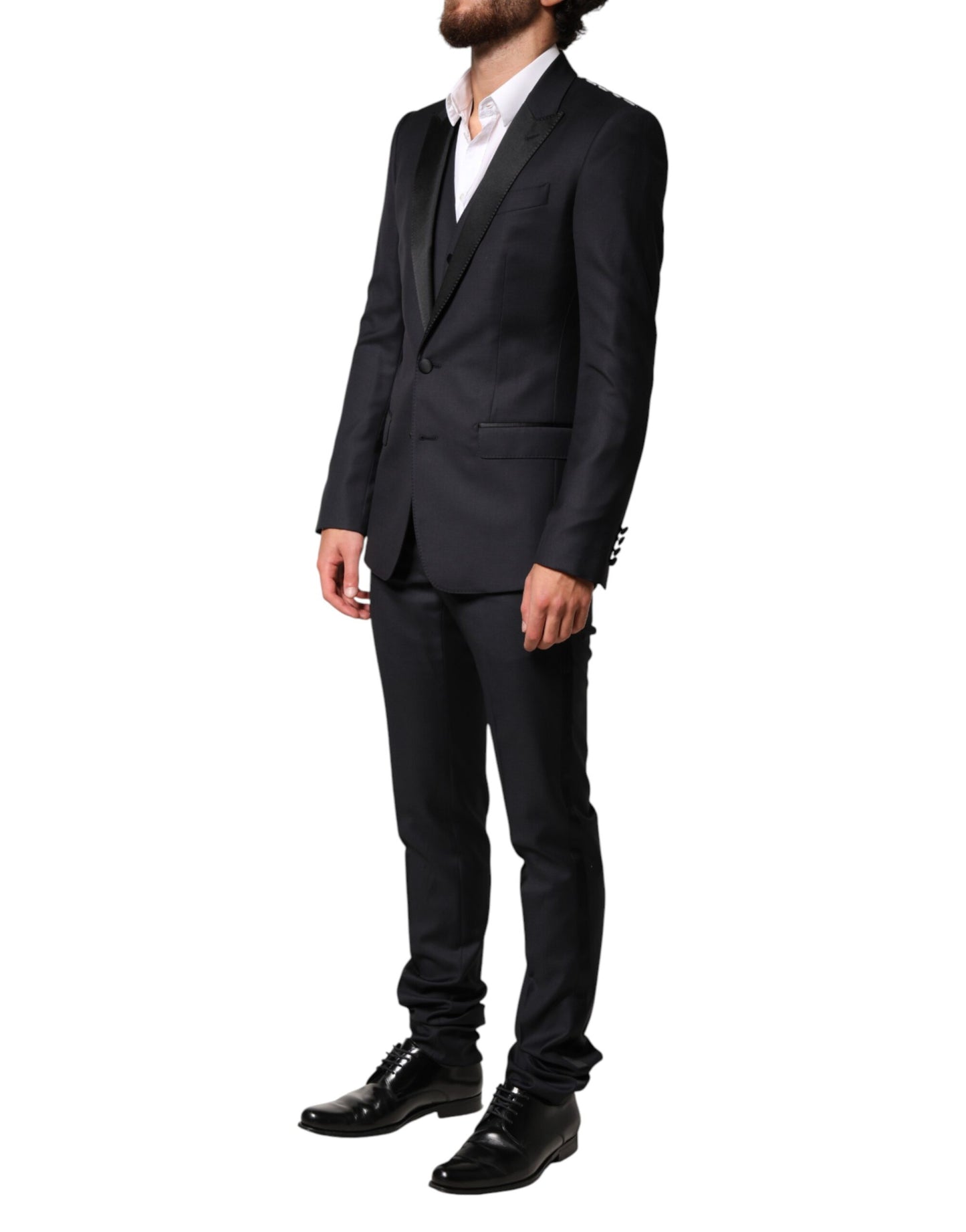 Dolce & Gabbana Black Wool Single Breasted 3 Piece Men Suit