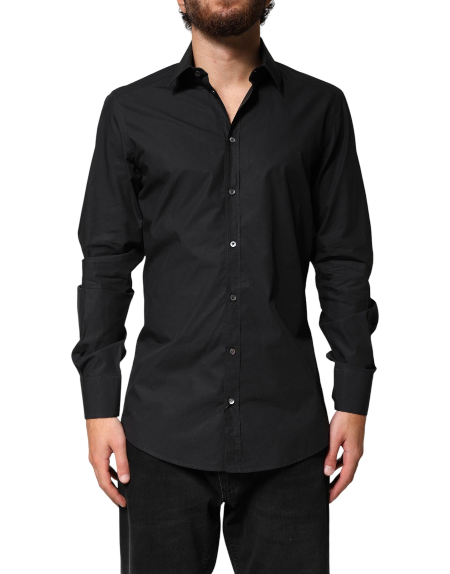 Dolce & Gabbana Black GOLD Cotton Men Dress Formal Shirt