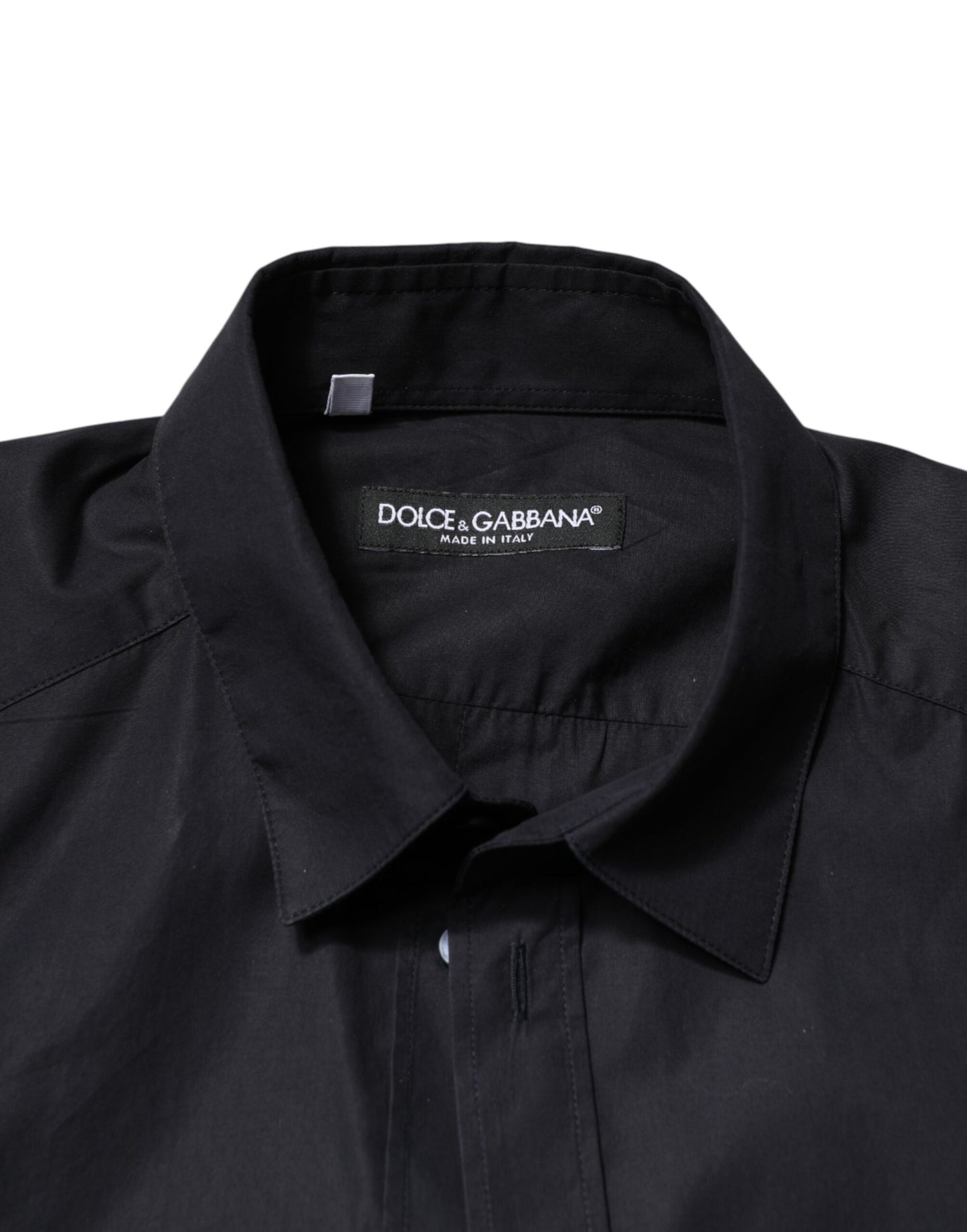 Dolce & Gabbana Black Cotton Long Sleeves Dress Formal Shirt