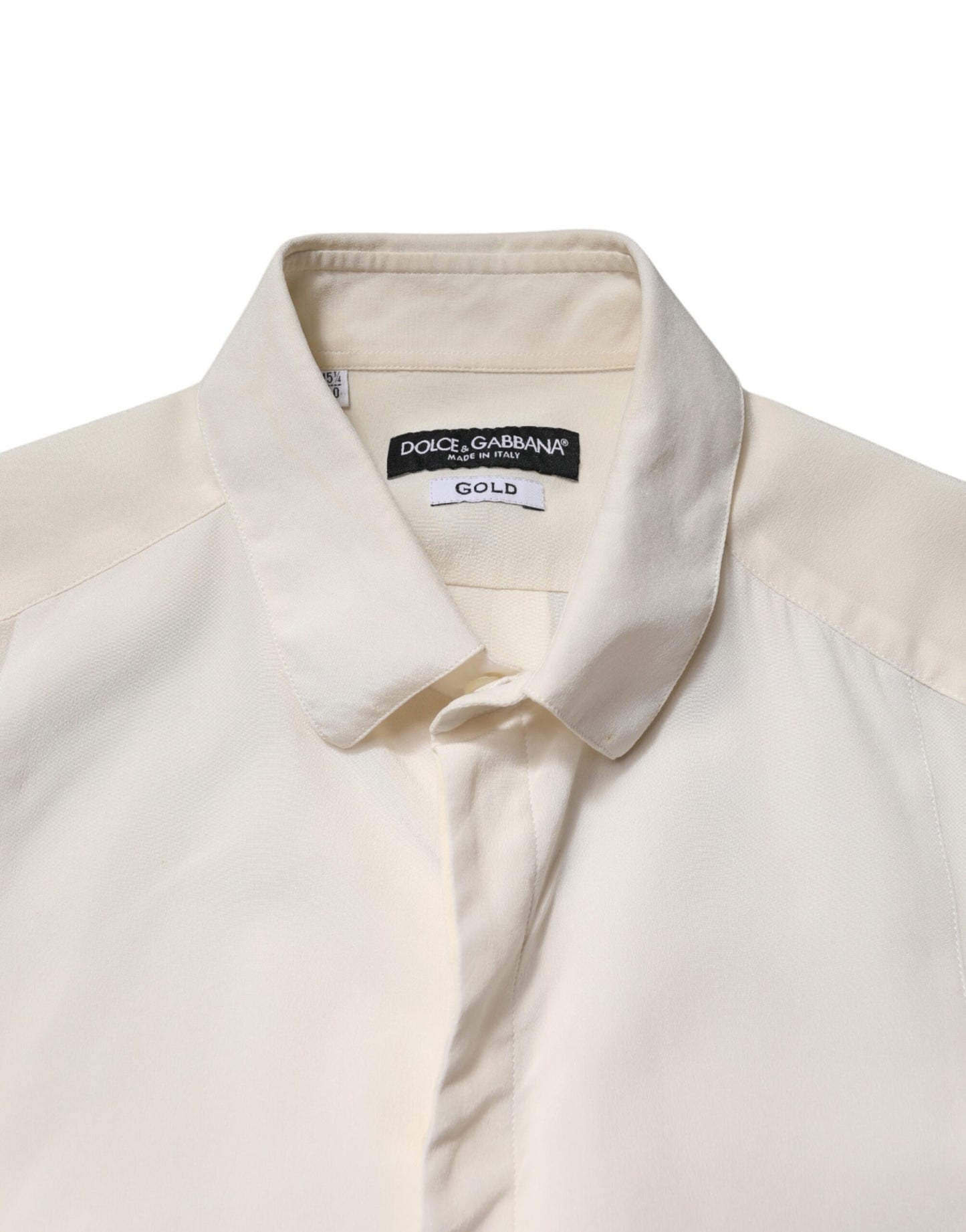 Dolce & Gabbana Off White Silk Men GOLD Dress Formal Shirt