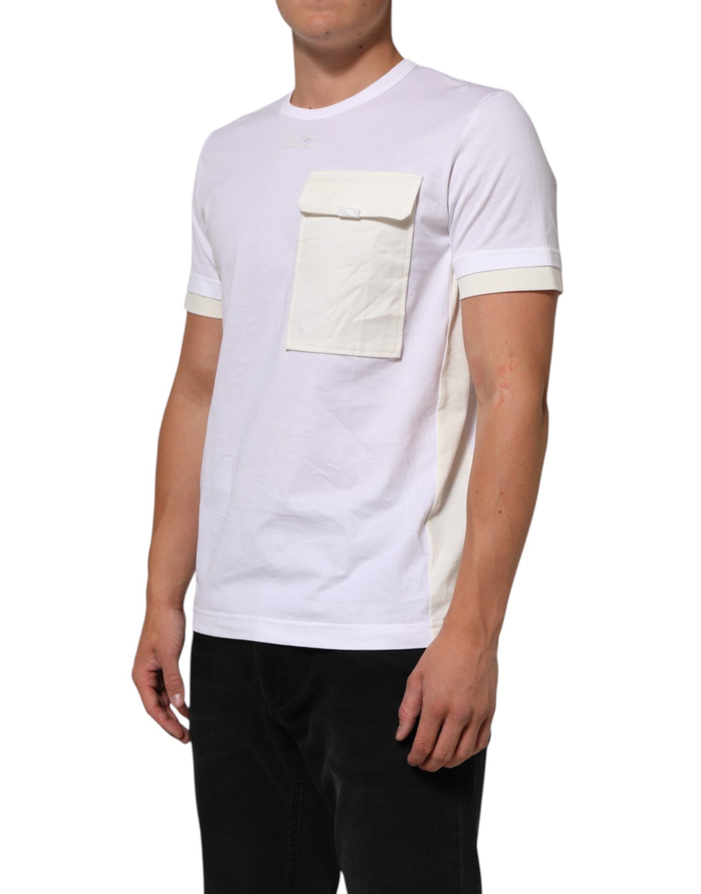 Dolce & Gabbana White Cotton Pocket Short Sleeves T-shirt