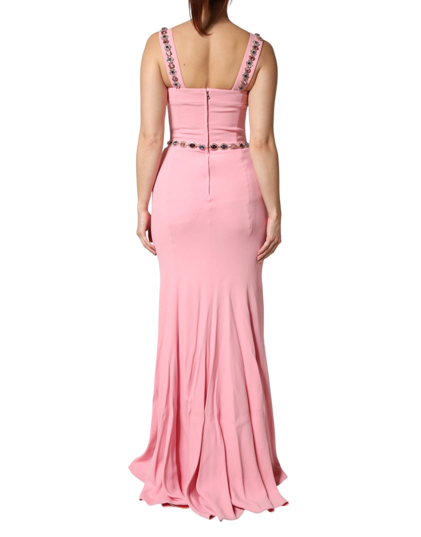 Dolce & Gabbana Pink Crystal Sheath Mermaid LongGown Dress