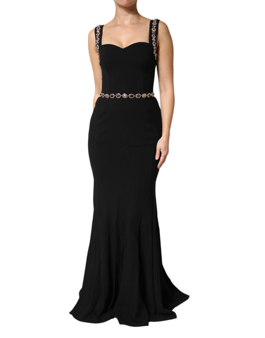 Dolce & Gabbana Black Embellished Sheath MermaidGown Dress