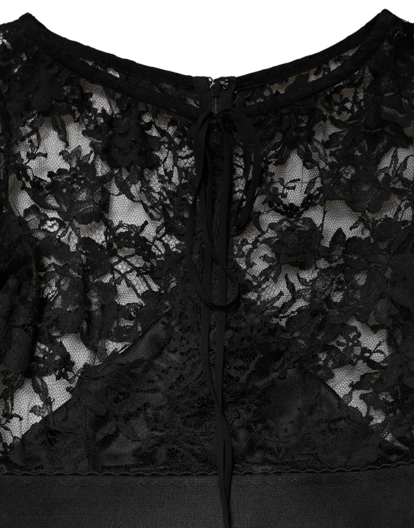 Dolce & Gabbana Black Lace Trim Cotton Sheath Midi Dress
