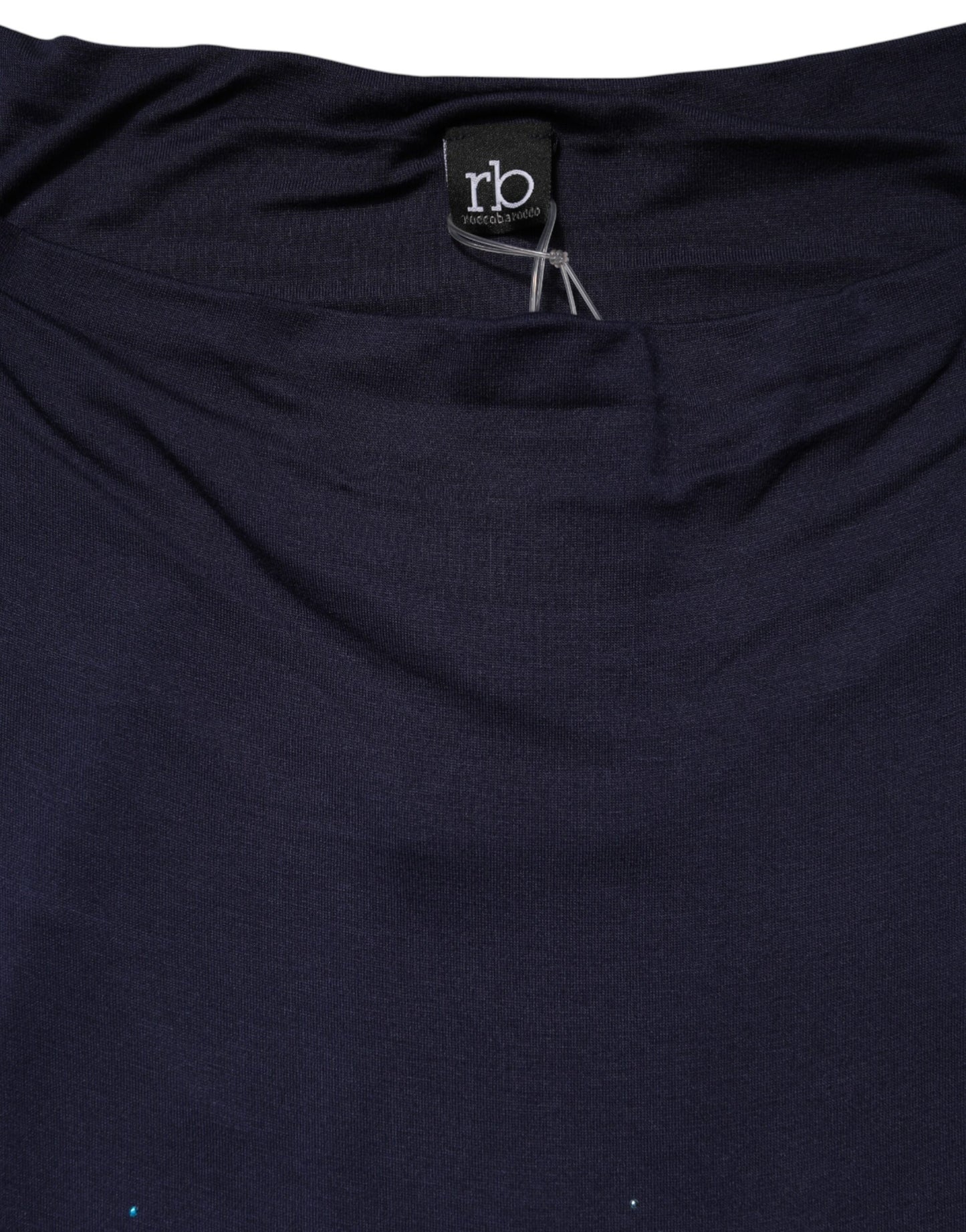 Roccobarocco Blue Viscose Embellished Off Shoulder Mini Dress