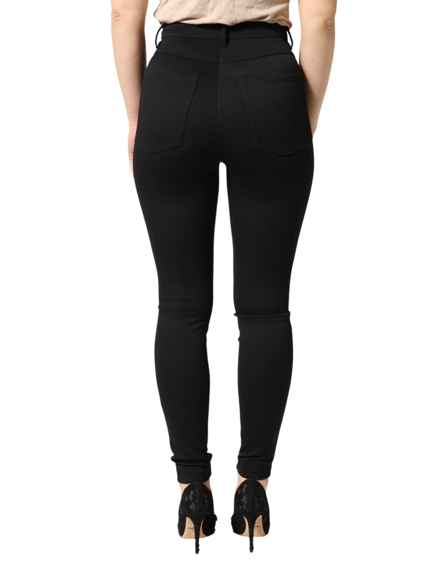 Dolce & Gabbana Black Nylon Stretch Skinny High Waist Pants