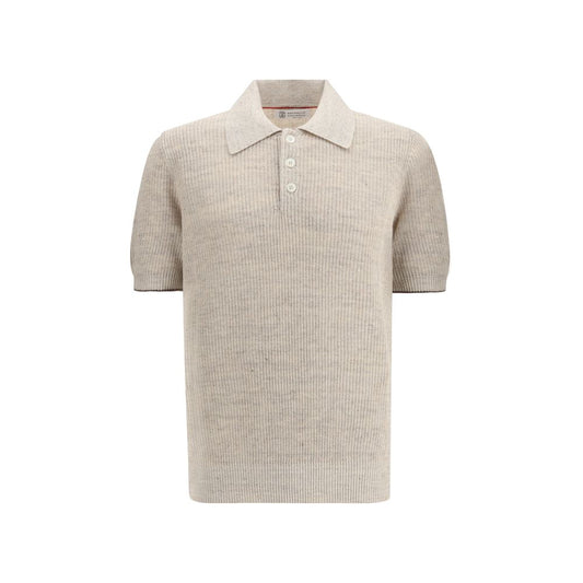 Brunello Cucinelli Beige Cotton Polo Shirt