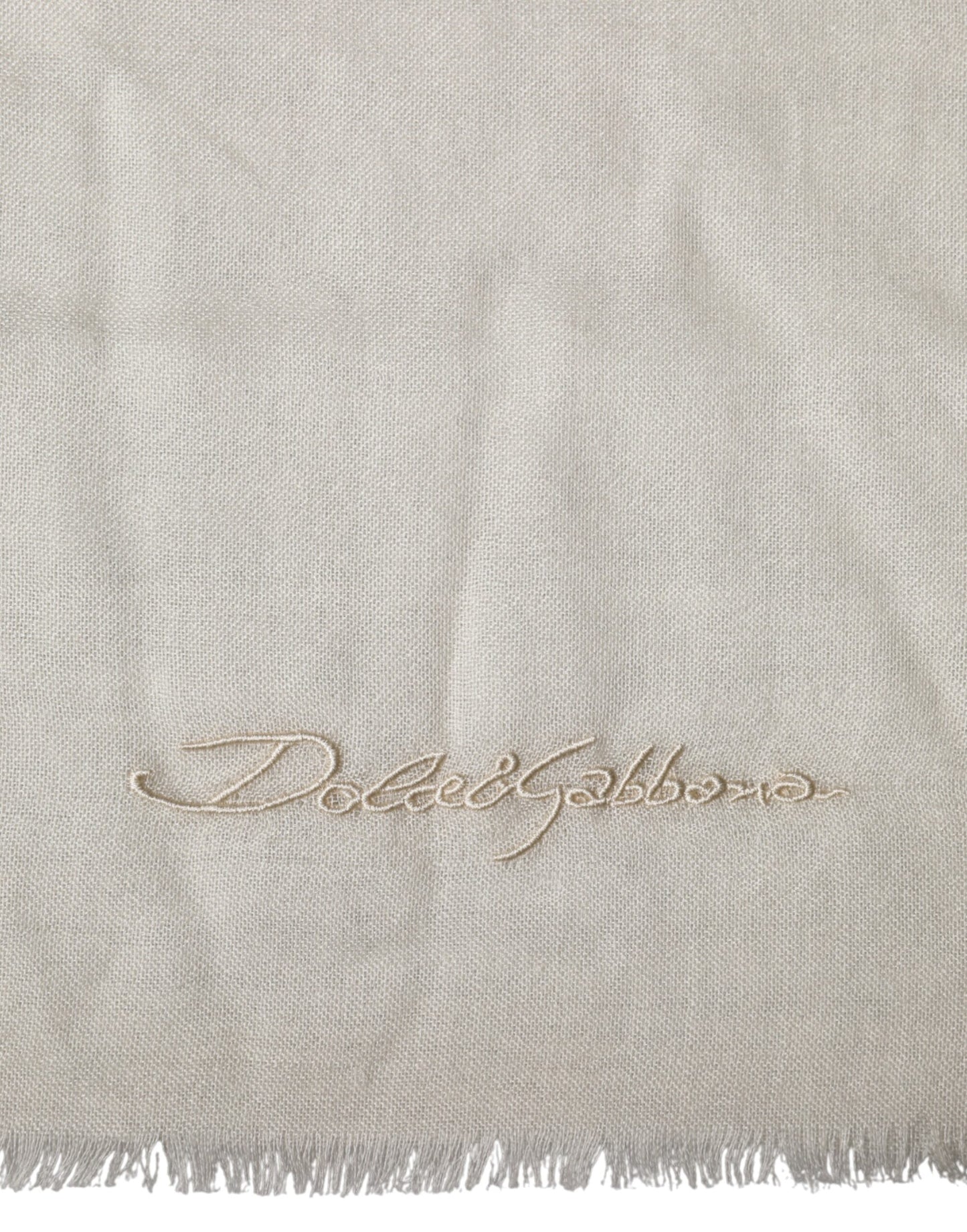 Dolce & Gabbana White Cashmere Knit Neck Wrap Shawl Scarf
