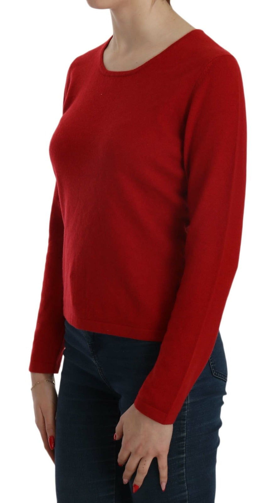 MILA SCHÖN Cashmere Red Round Neck Pullover Top Sweater