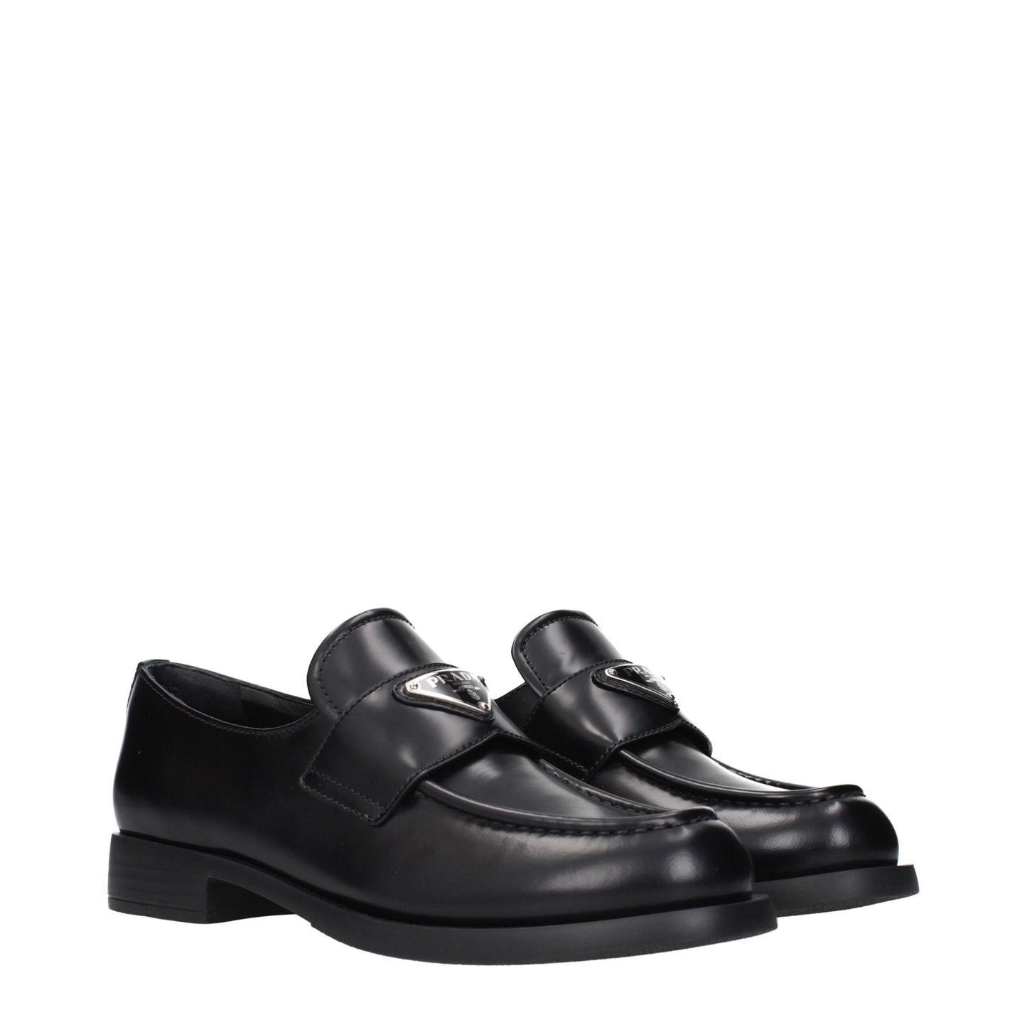 Prada Black Leather Slip-On Loafers
