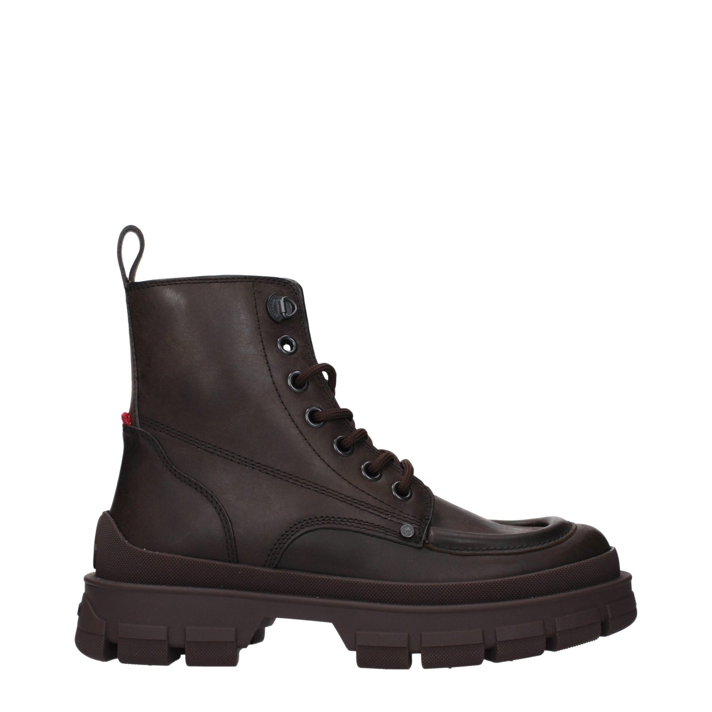 Moncler Brown Leather Ankle Boots