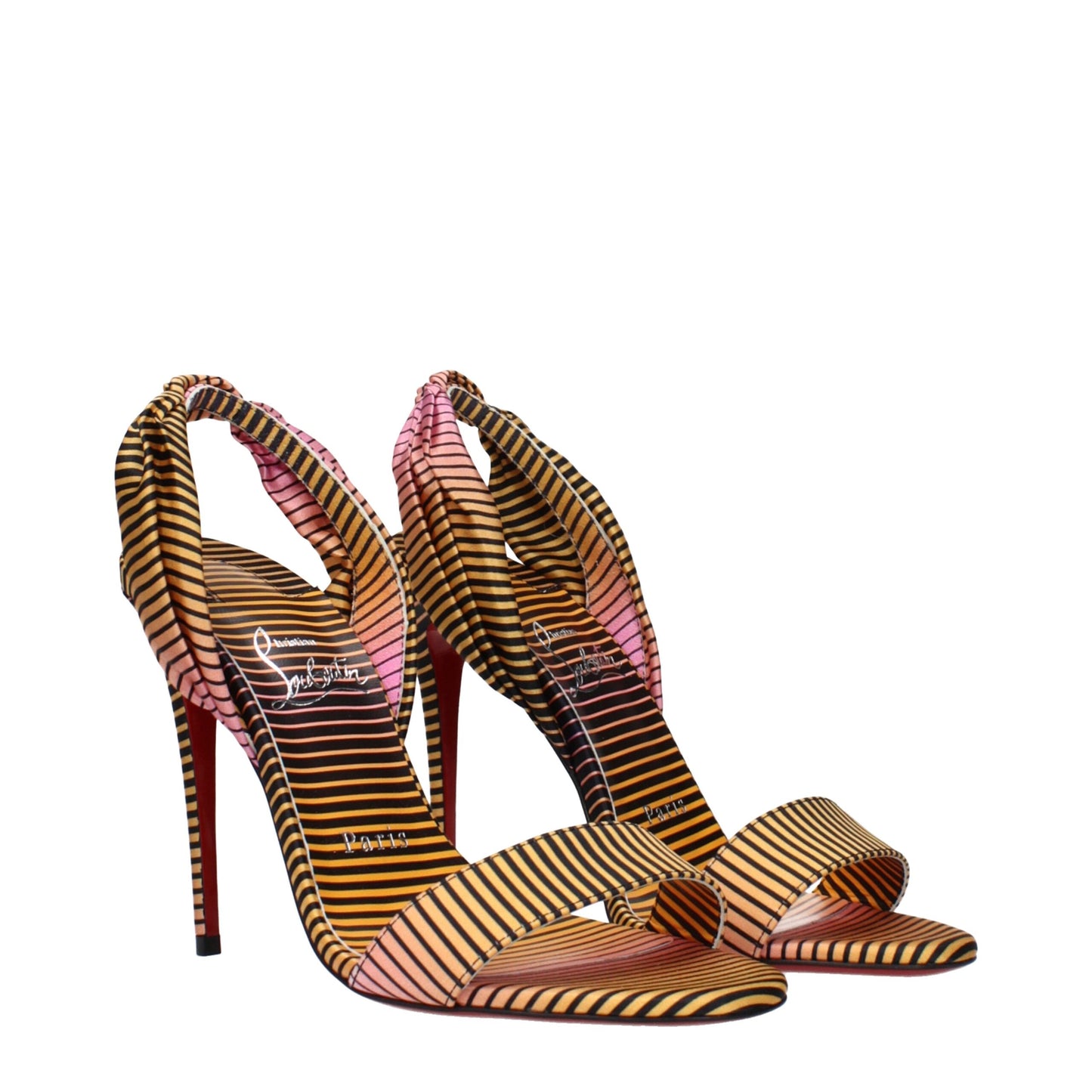 Christian Louboutin Multicolor Fabric Stiletto Heel Sandals