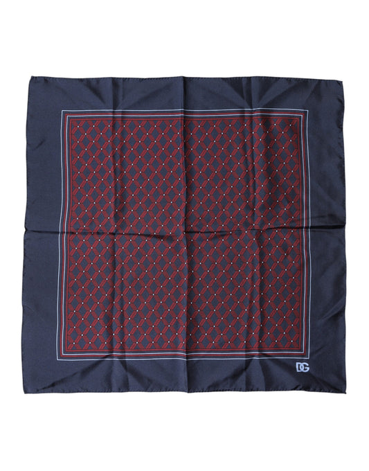 Dolce & Gabbana Blue Red Patterned Silk Square Foulard Scarf