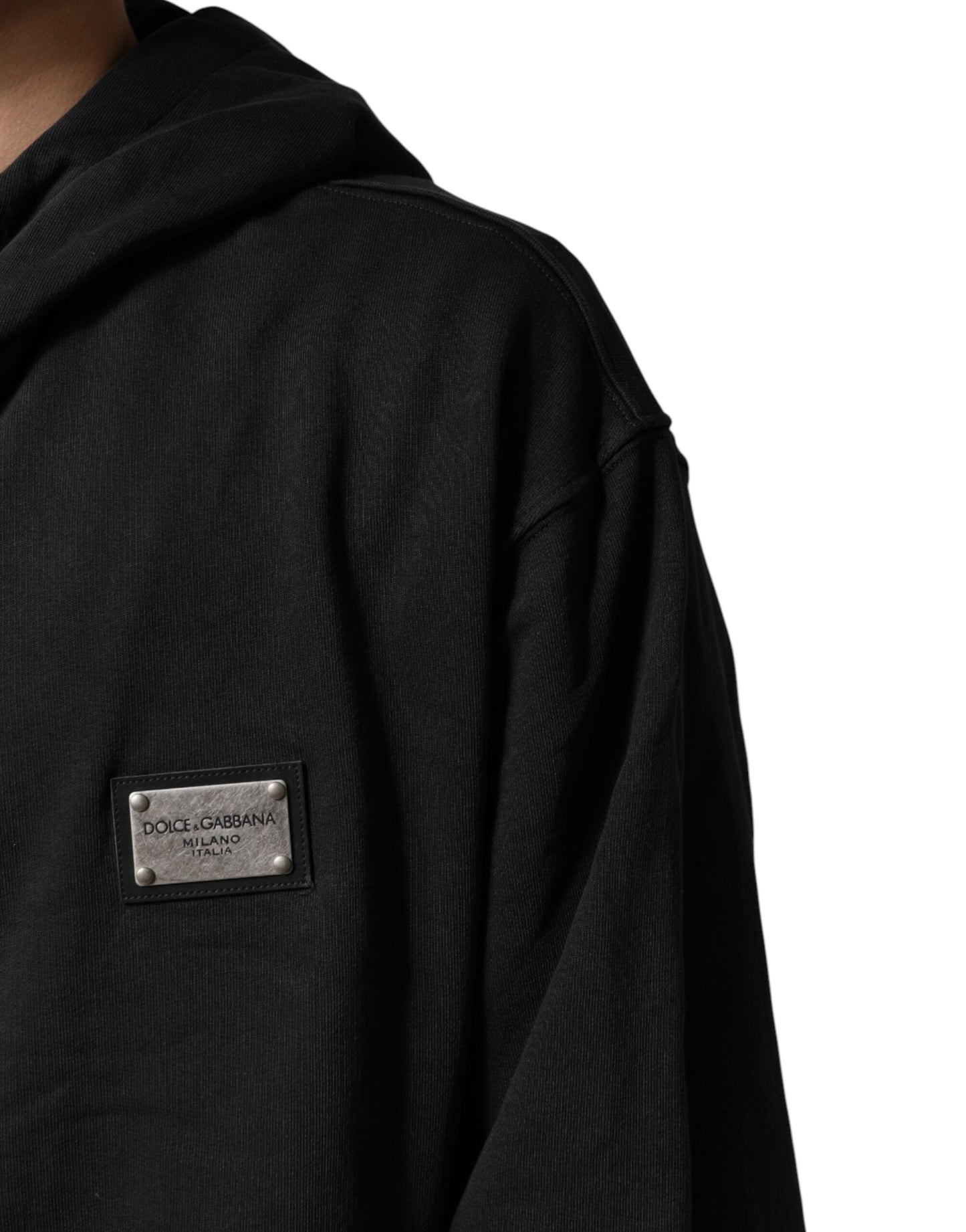 Dolce & Gabbana Black Logo Zipped Hooded Sweatshirt Sweater