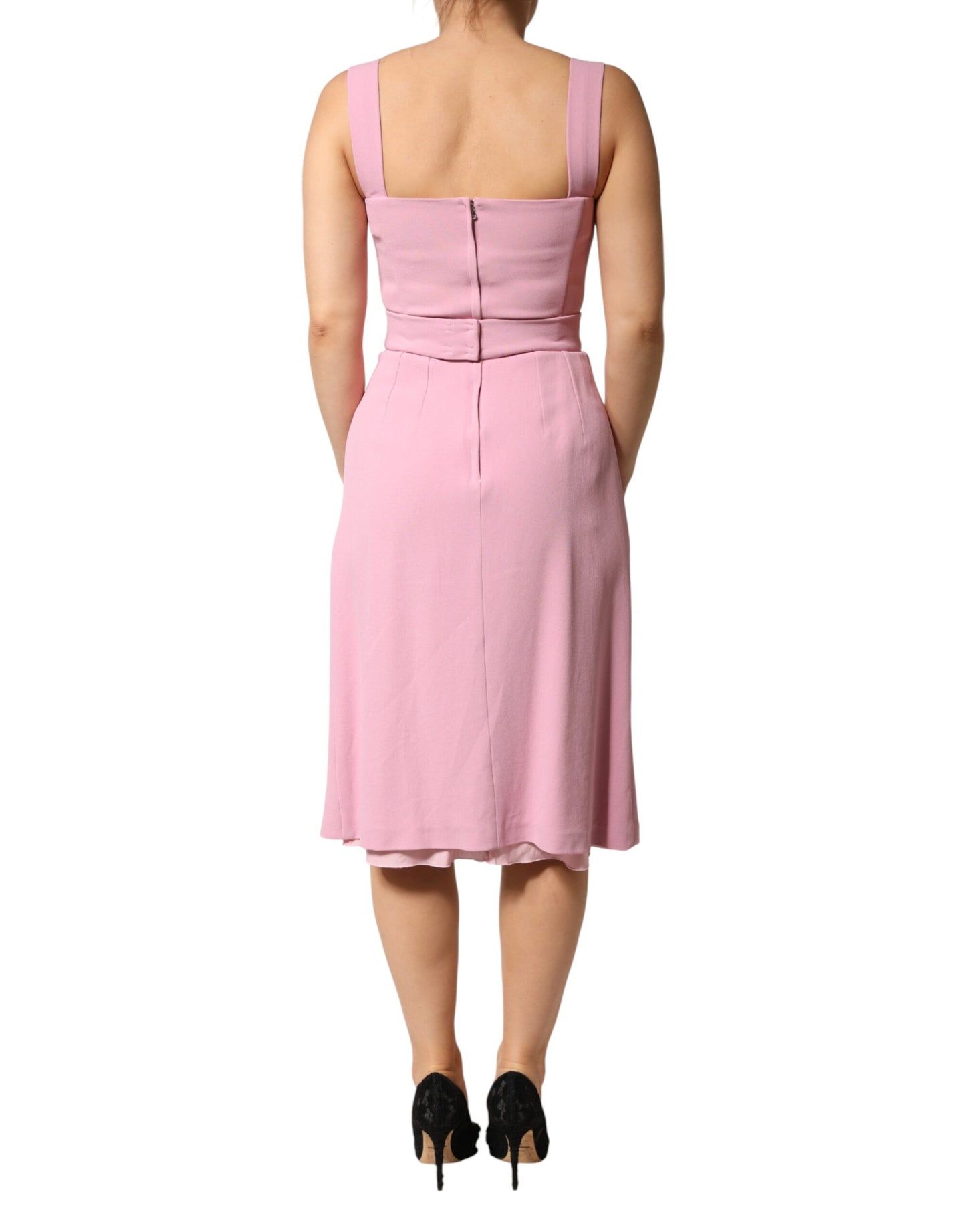 Dolce & Gabbana Pink Viscose Sleeveless Sheath Midi Dress