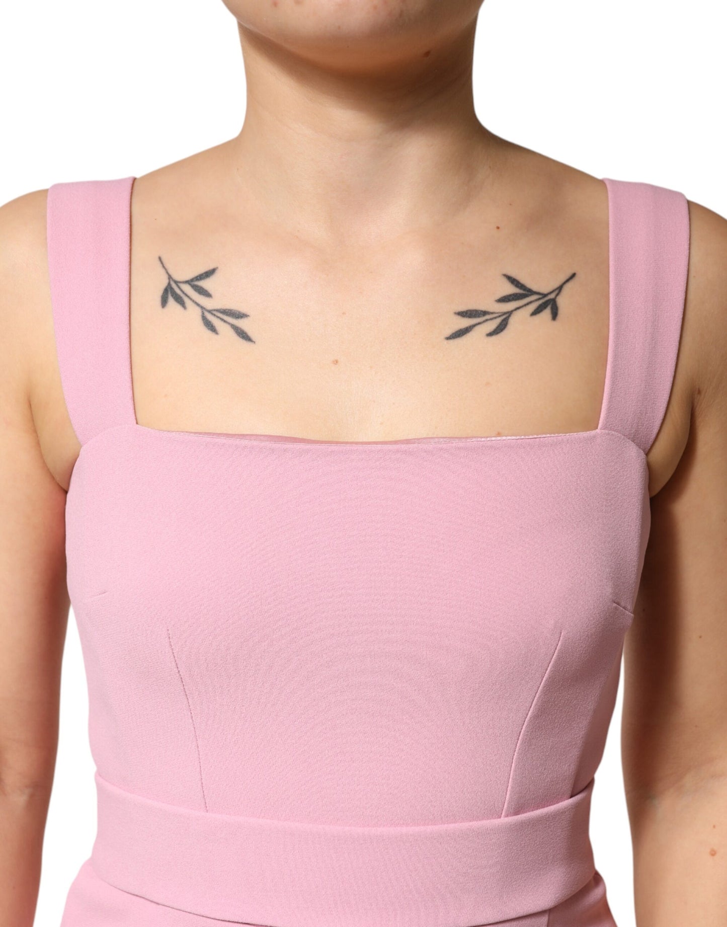 Dolce & Gabbana Pink Viscose Sleeveless Sheath Midi Dress