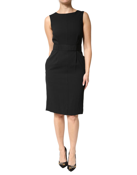 Dolce & Gabbana Black Sleeveless Sheath Knee Length Dress