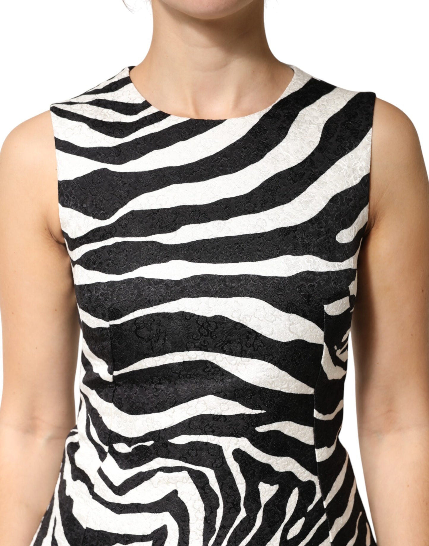 Dolce & Gabbana Black White Zebra Sleeveless A-line Dress