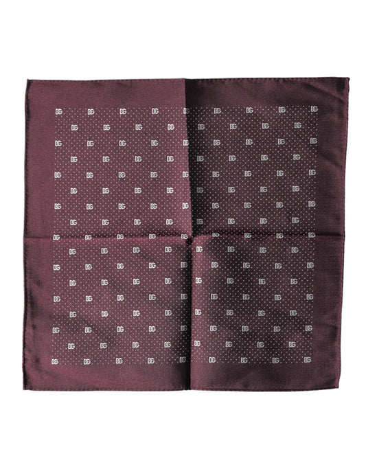 Dolce & Gabbana Maroon Logo Silk Square Handkerchief  Scarf