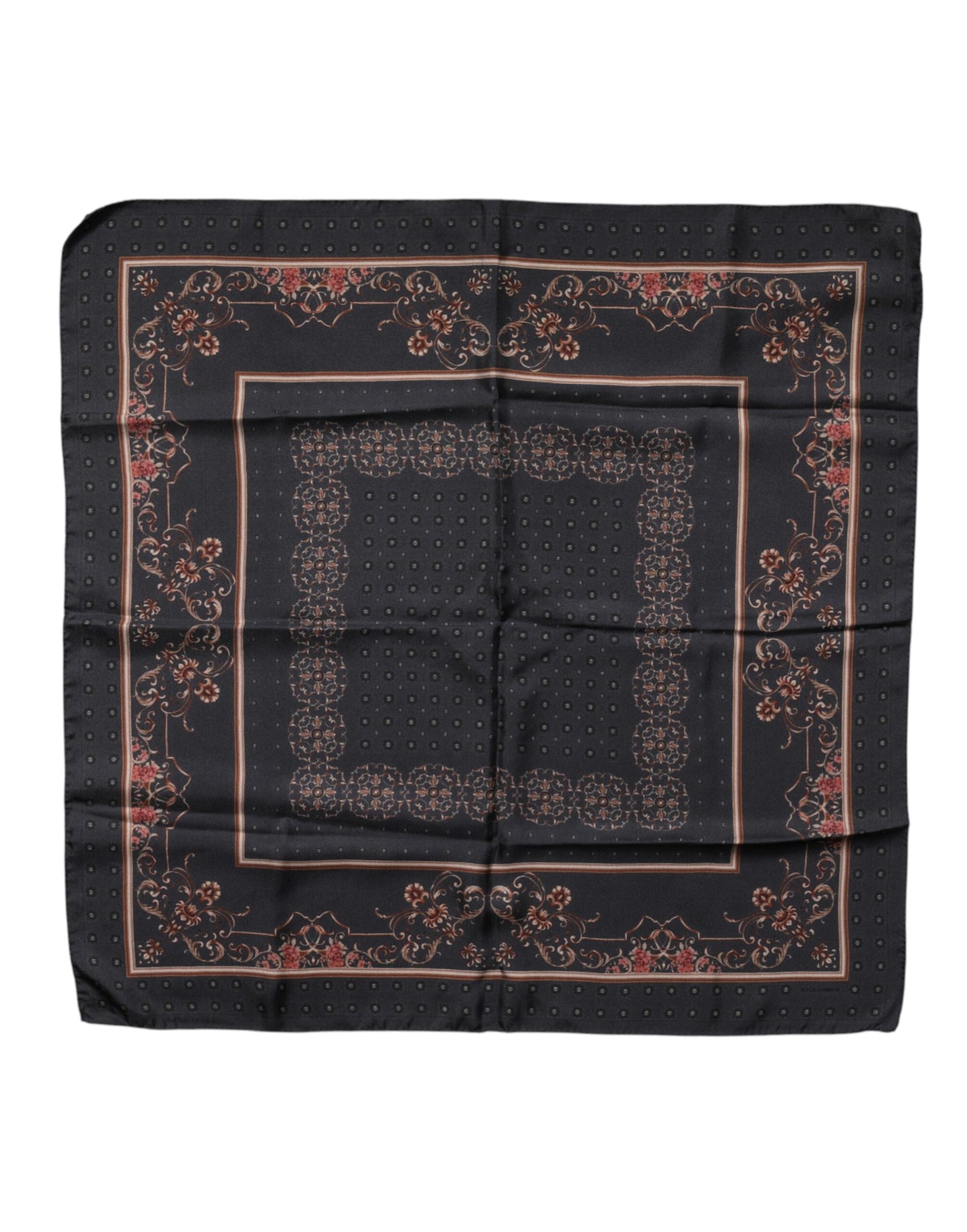 Dolce & Gabbana Black Patterned Square Foulard Scarf