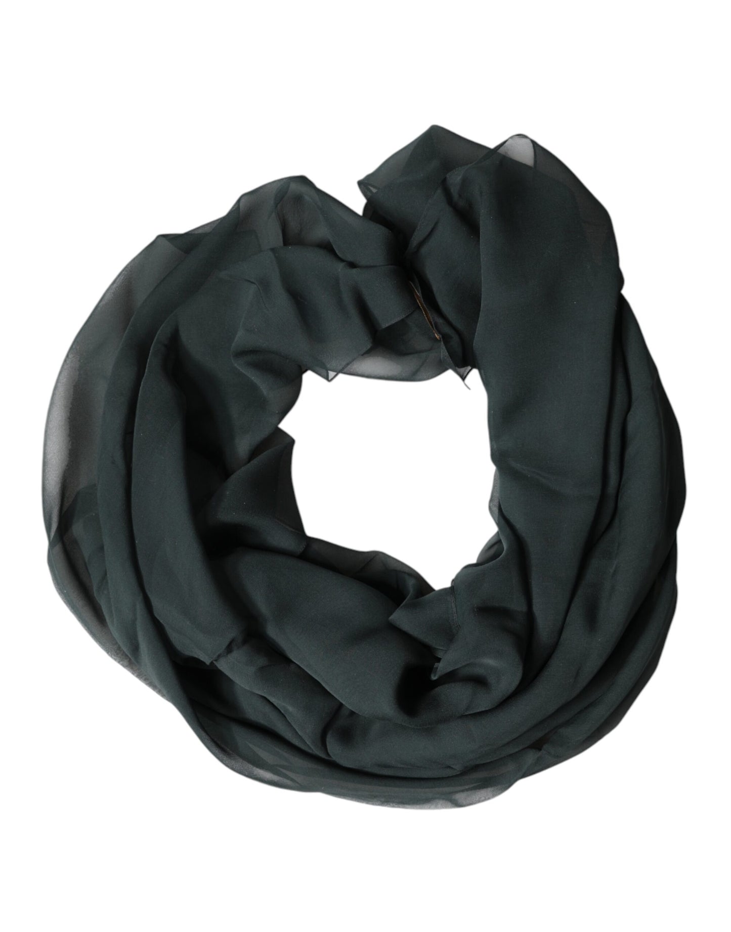Dolce & Gabbana Dark Green Silk Neck Wrap Foulard  Scarf