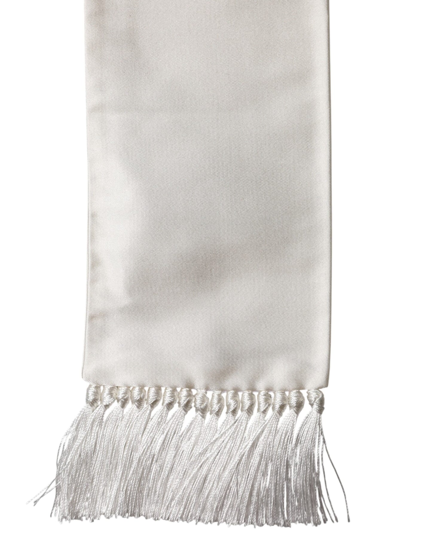 Dolce & Gabbana White Silk Fringes Neck Wrap Foulard  Scarf