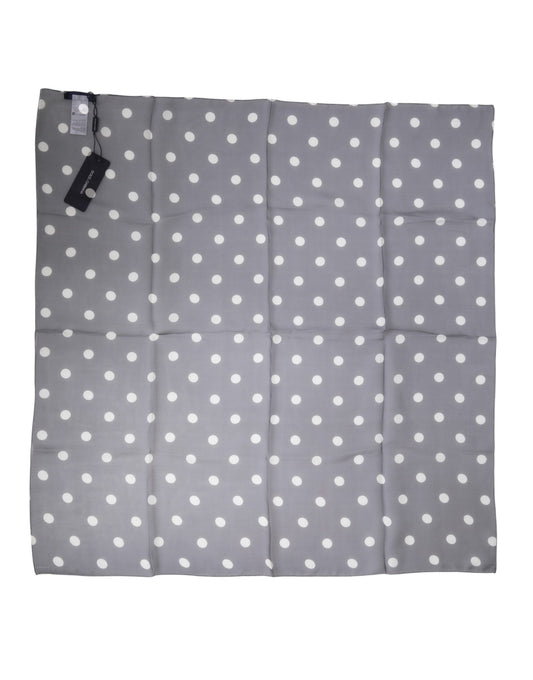 Dolce & Gabbana Blue Polka Dot Silk Square Foulard 91.5cm x 89.5cm Scarf