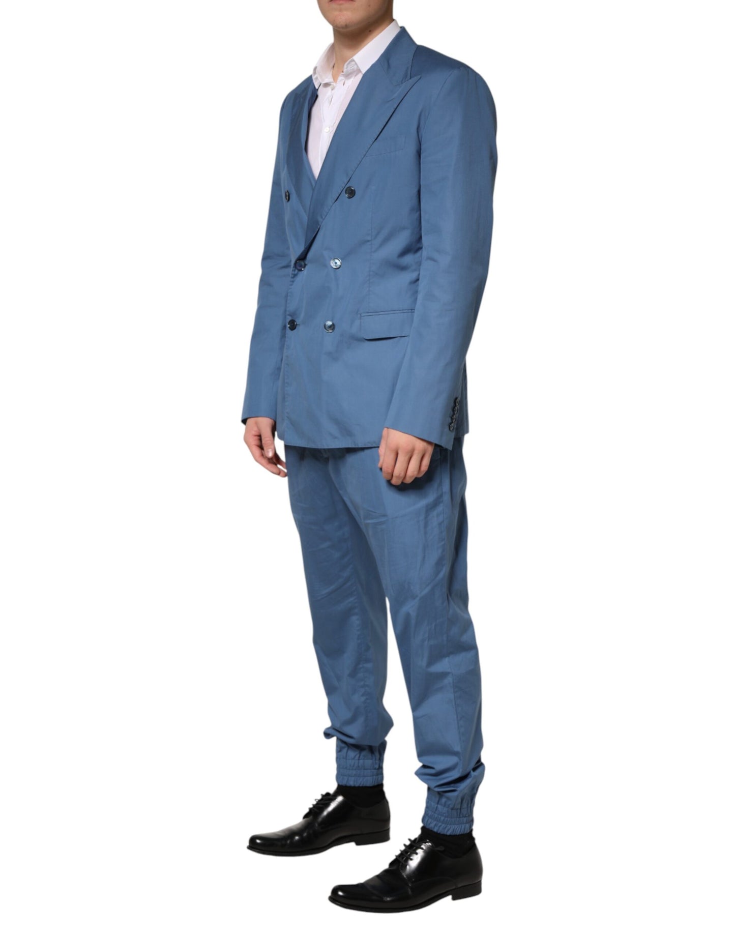 Dolce & Gabbana Blue Cotton Double Breasted 2 Piece  Suit
