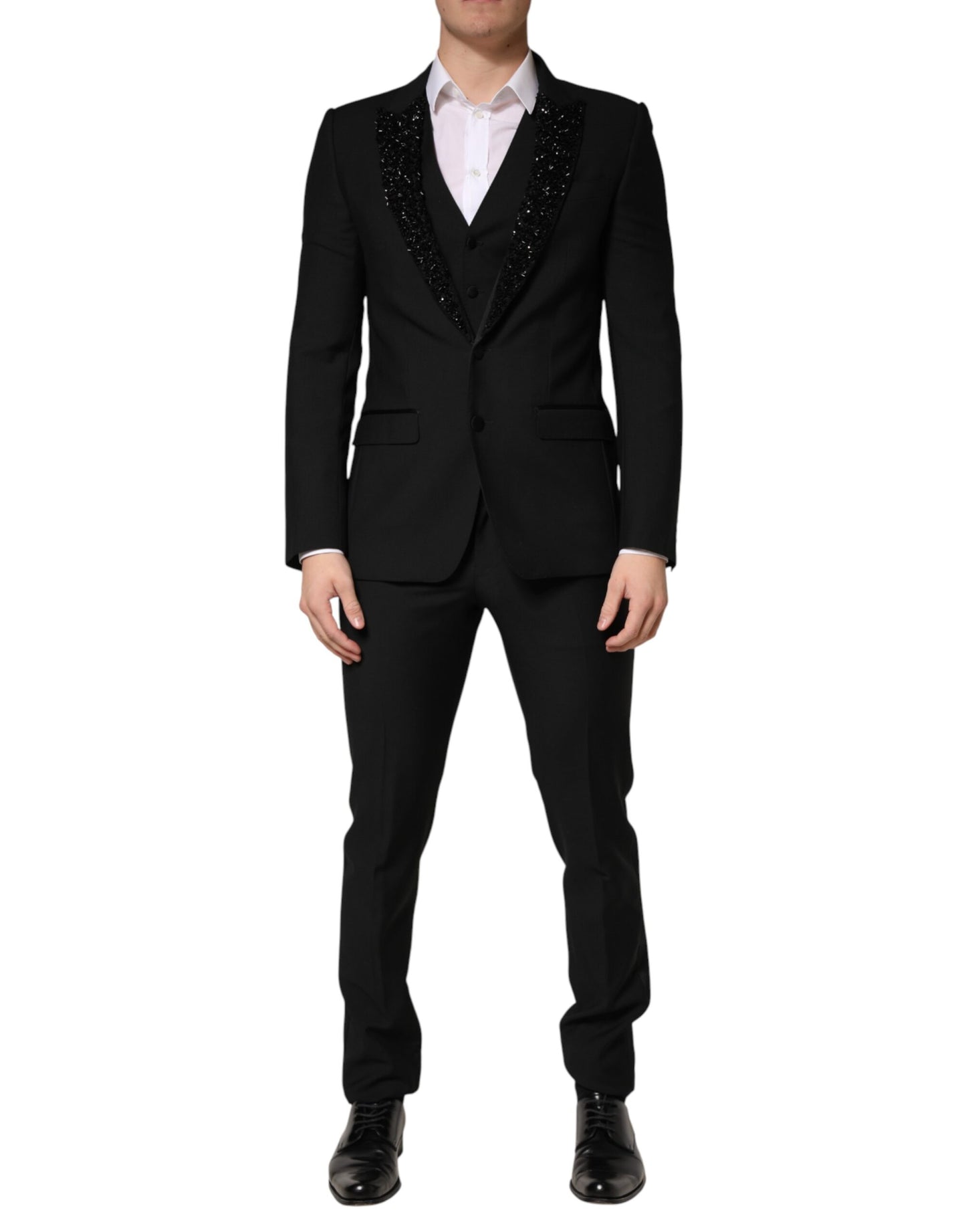 Dolce & Gabbana Black Wool Single Breasted 3 Piece Men Suit
