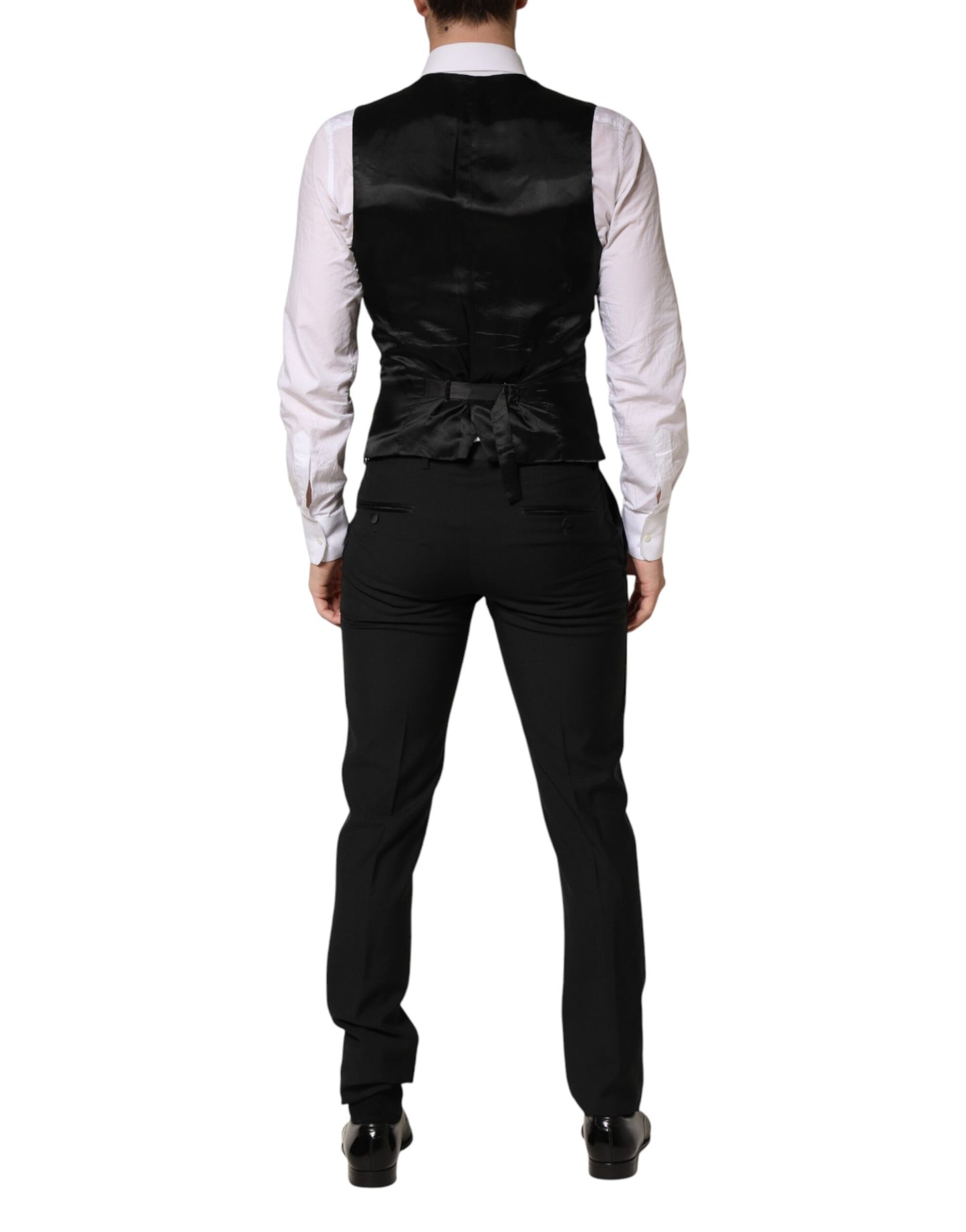 Dolce & Gabbana Black Wool Single Breasted 3 Piece Men Suit