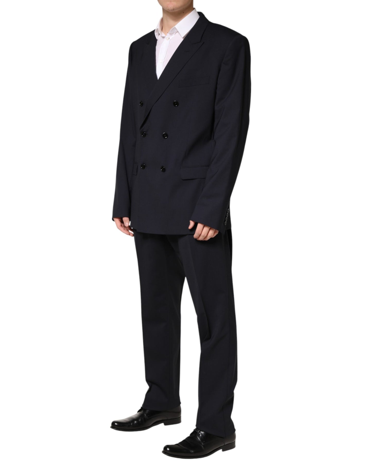 Dolce & Gabbana Blue Wool Double Breasted 2 Piece Men Suit