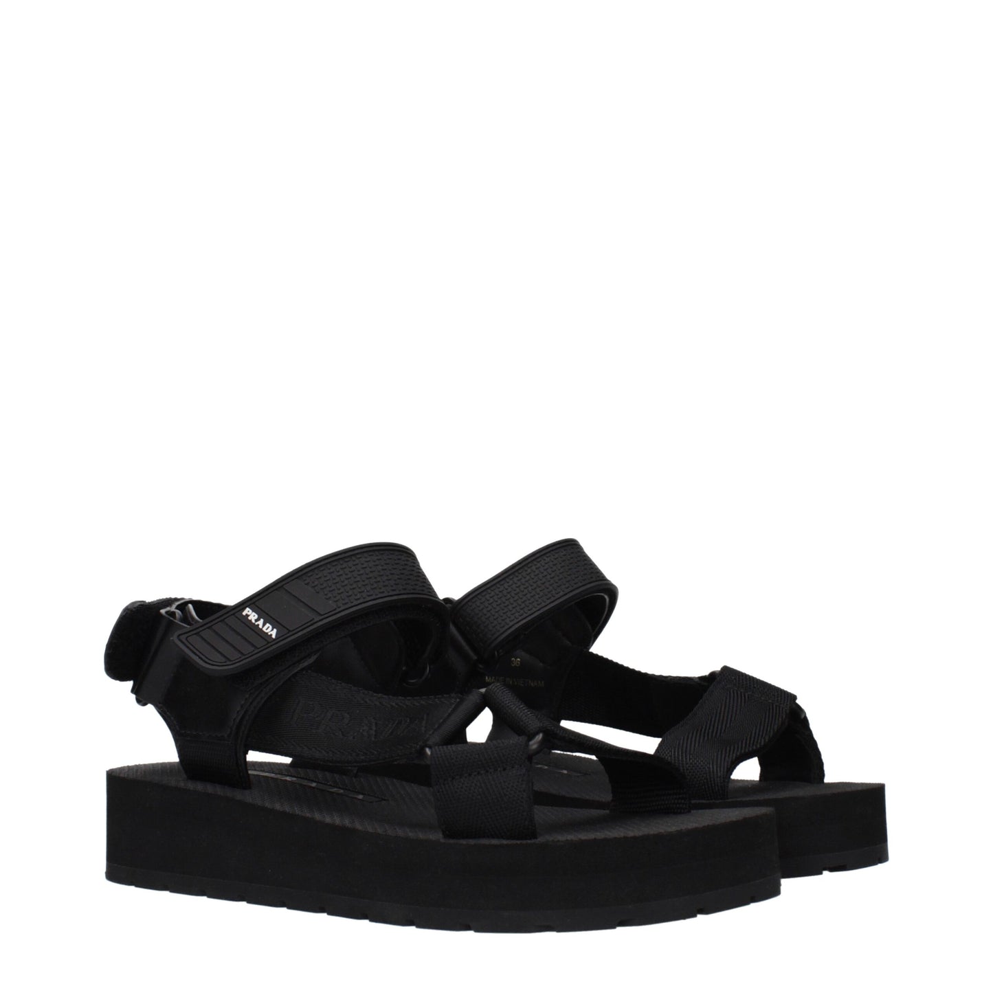 Prada Black Fabric Flat Sandals