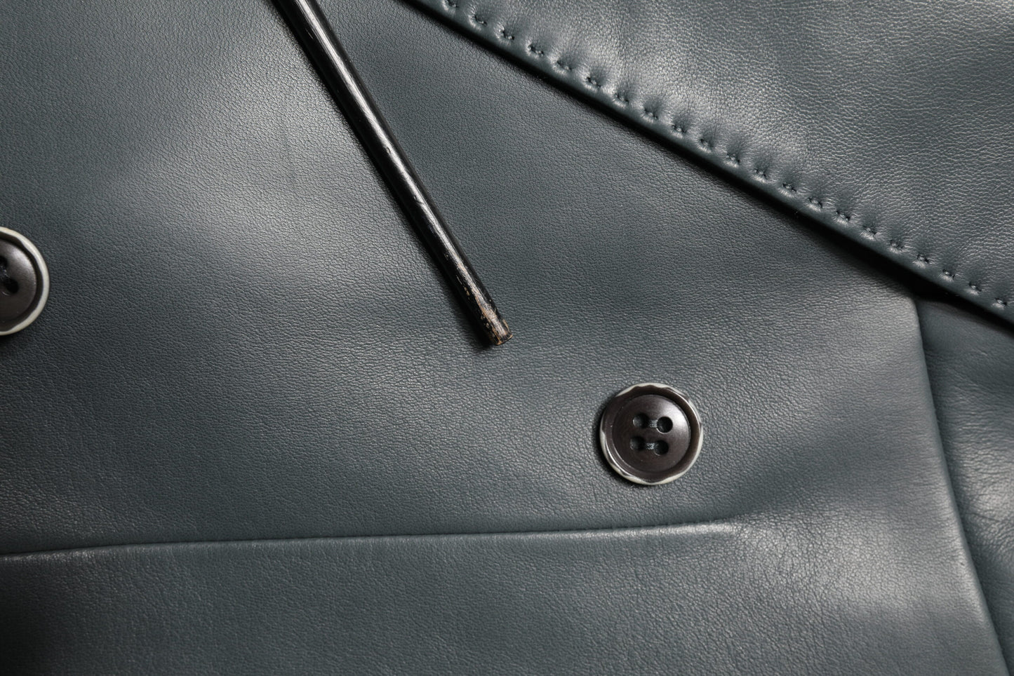 Dolce & Gabbana Black Leather Double Breasted 2Button Blazer