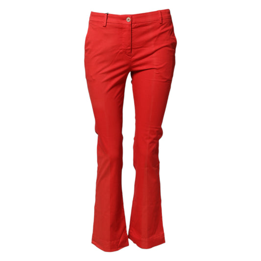 PT Torino Red Flared Mid Waist Chino Casual Trouser Pants