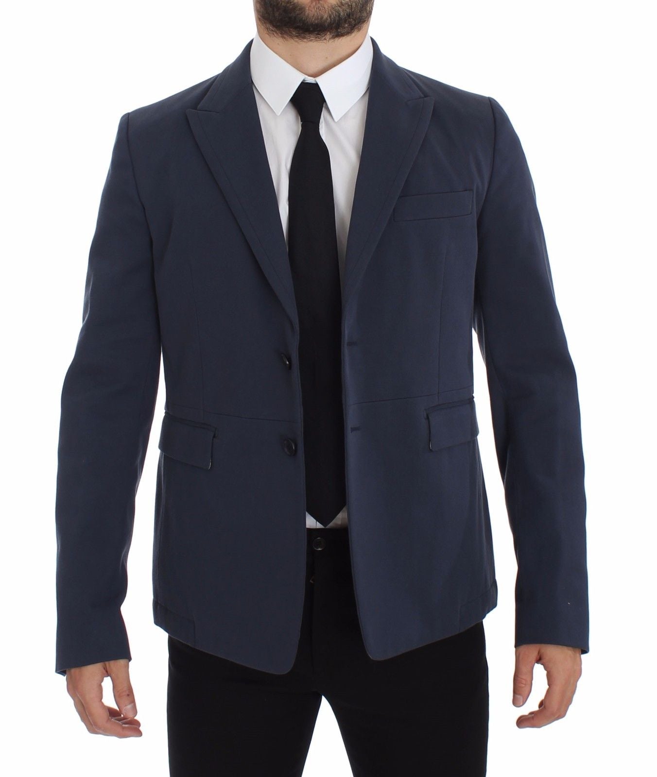 Dolce & Gabbana Elegante blaue Baumwoll-Stretch-Blazer-Jacke