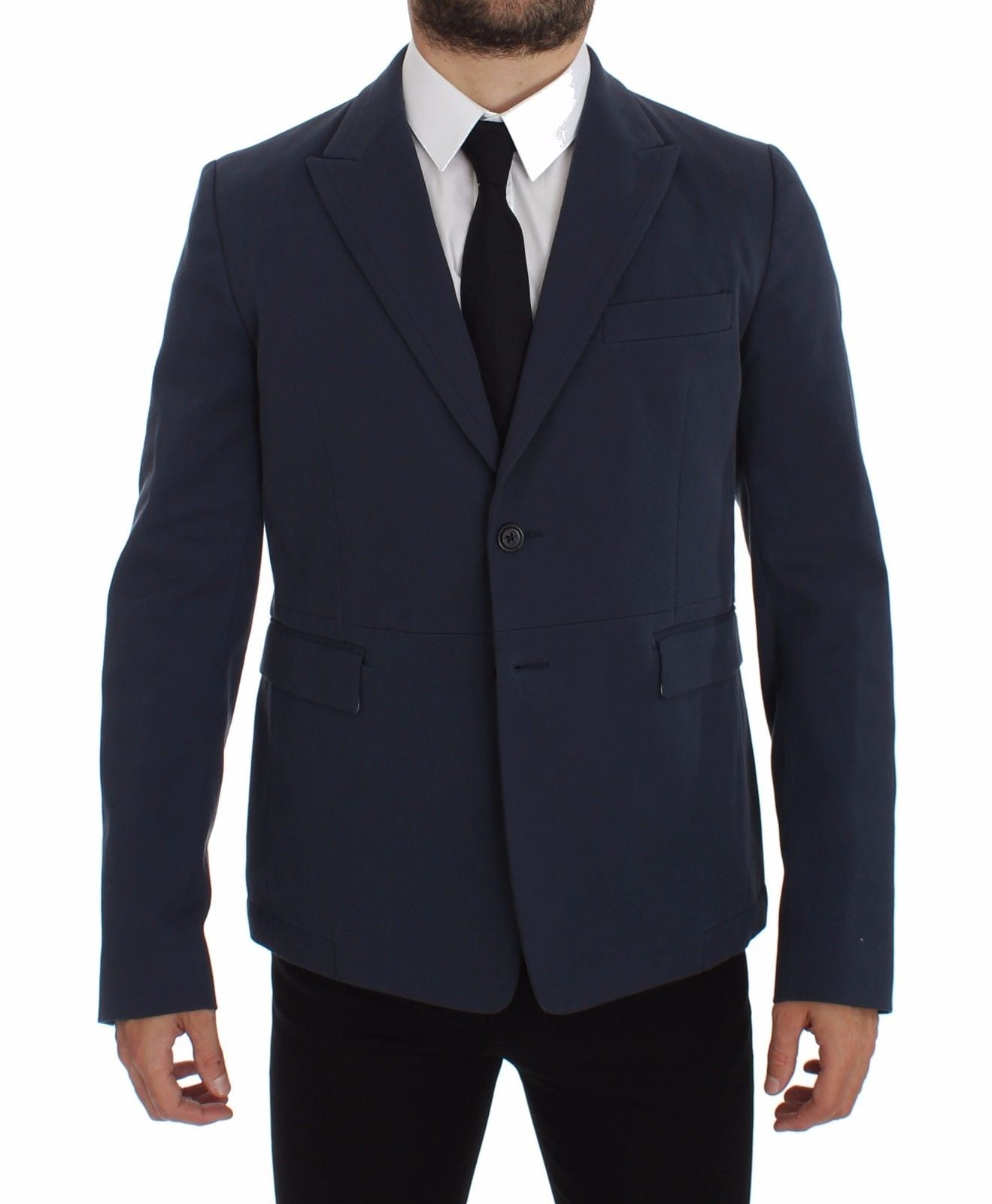 Dolce & Gabbana Elegante blaue Baumwoll-Stretch-Blazer-Jacke