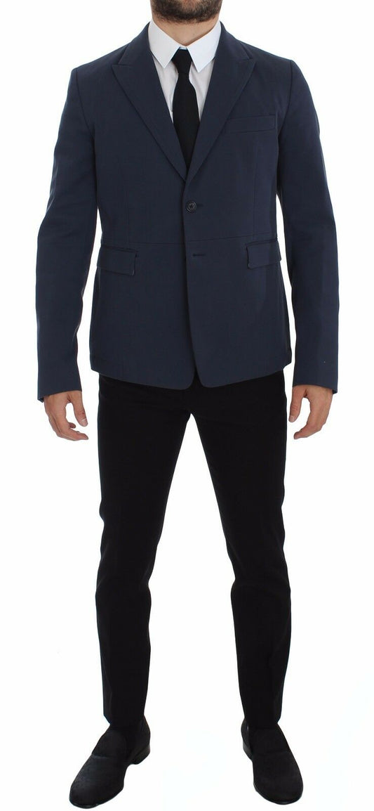 Dolce &amp; Gabbana Elegant Blue Cotton Stretch Blazer -takki